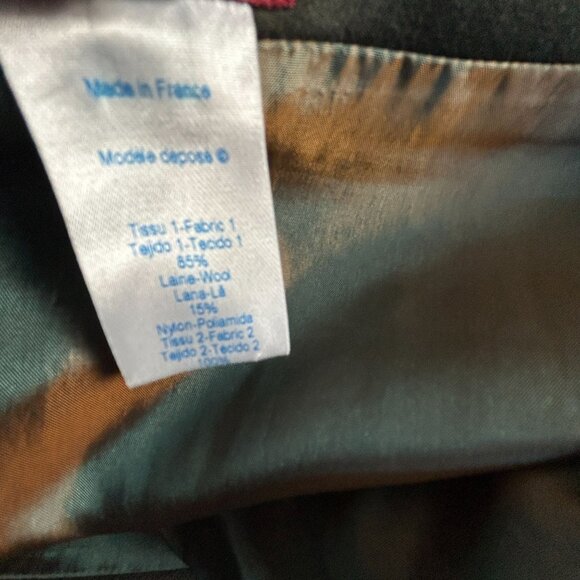 Kenzo Paris Womens Taupe Plaid Wool Blend Skirt Size 40 Flower Embossed Lined - Picture 4 of 10